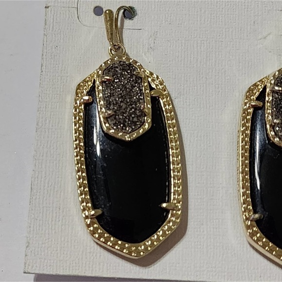 Kendra scott Emmy gold black and drusy Earrings new - Picture 6 of 6